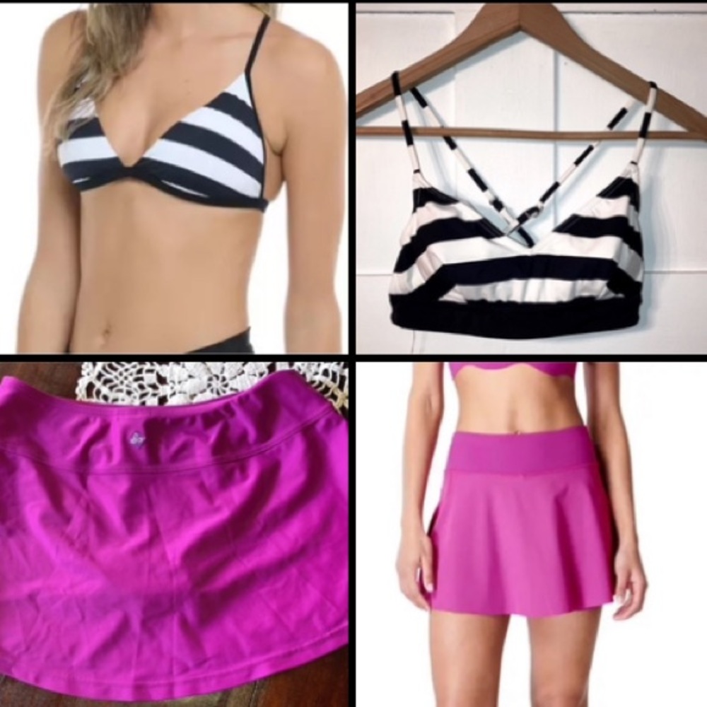 🔥PrAna Skort Bottom GAP Body Black White Striped String Bikini Top Size XS